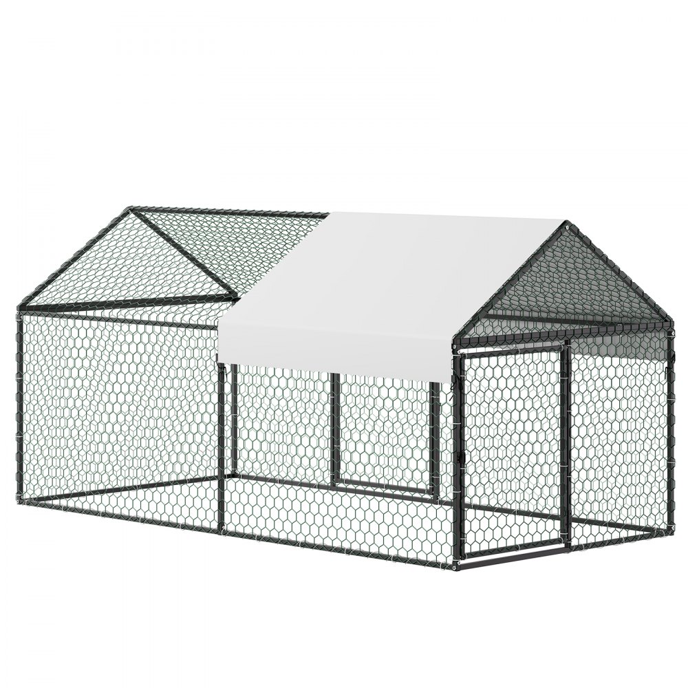 VEVOR Gallinero Metálico para 4-6 Gallinas 1 x 2 x 1 m, Recinto Gallinero con Cubierta Impermeable y Puerta Doble, Jaula para Aves de Corral con Techo a Dos Aguas, para Uso en Exteriores, Granjas