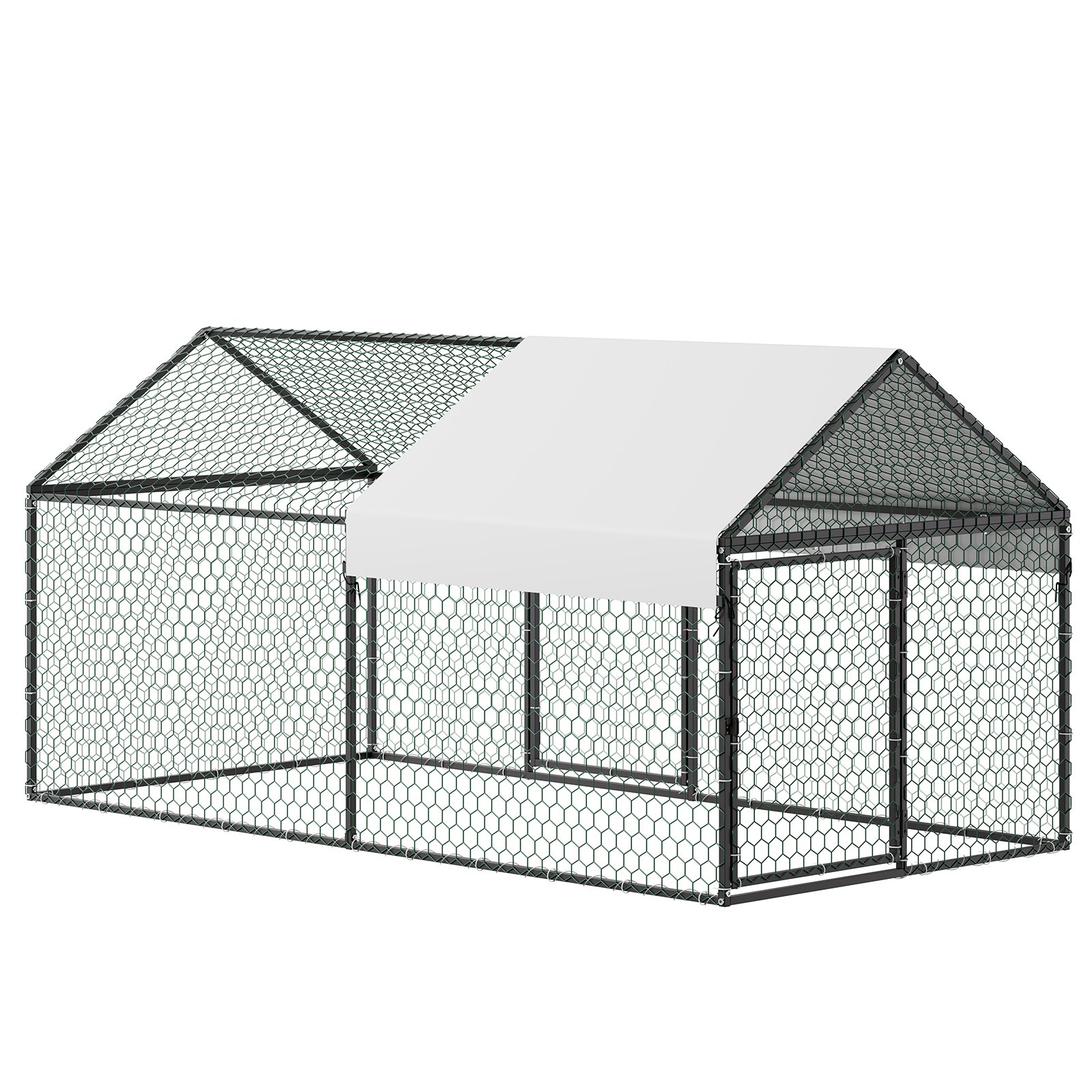 VEVOR Gallinero Metálico para 4-6 Gallinas 1 x 2 x 1 m, Recinto Gallinero con Cubierta Impermeable y Puerta Doble, Jaula para Aves de Corral con Techo a Dos Aguas, para Uso en Exteriores, Granjas