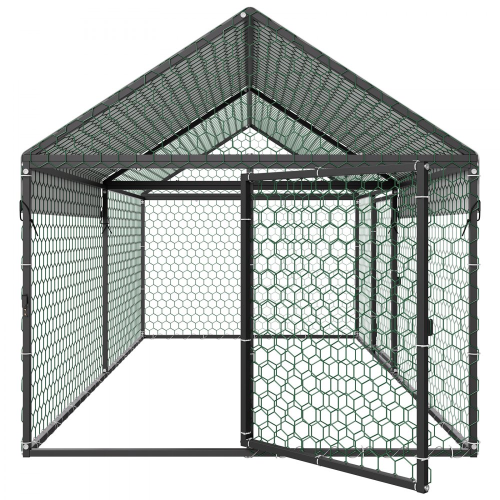 VEVOR Gallinero para Exterior, 1,0 x 2,0 x 1,0 m, Corral para Gallinas con Techo a Dos Aguas, con Cubierta Impermeable y 2 Puertas, Compatible con Ponedero de Madera, Gallinero Pequeño para 4-6 Pollos