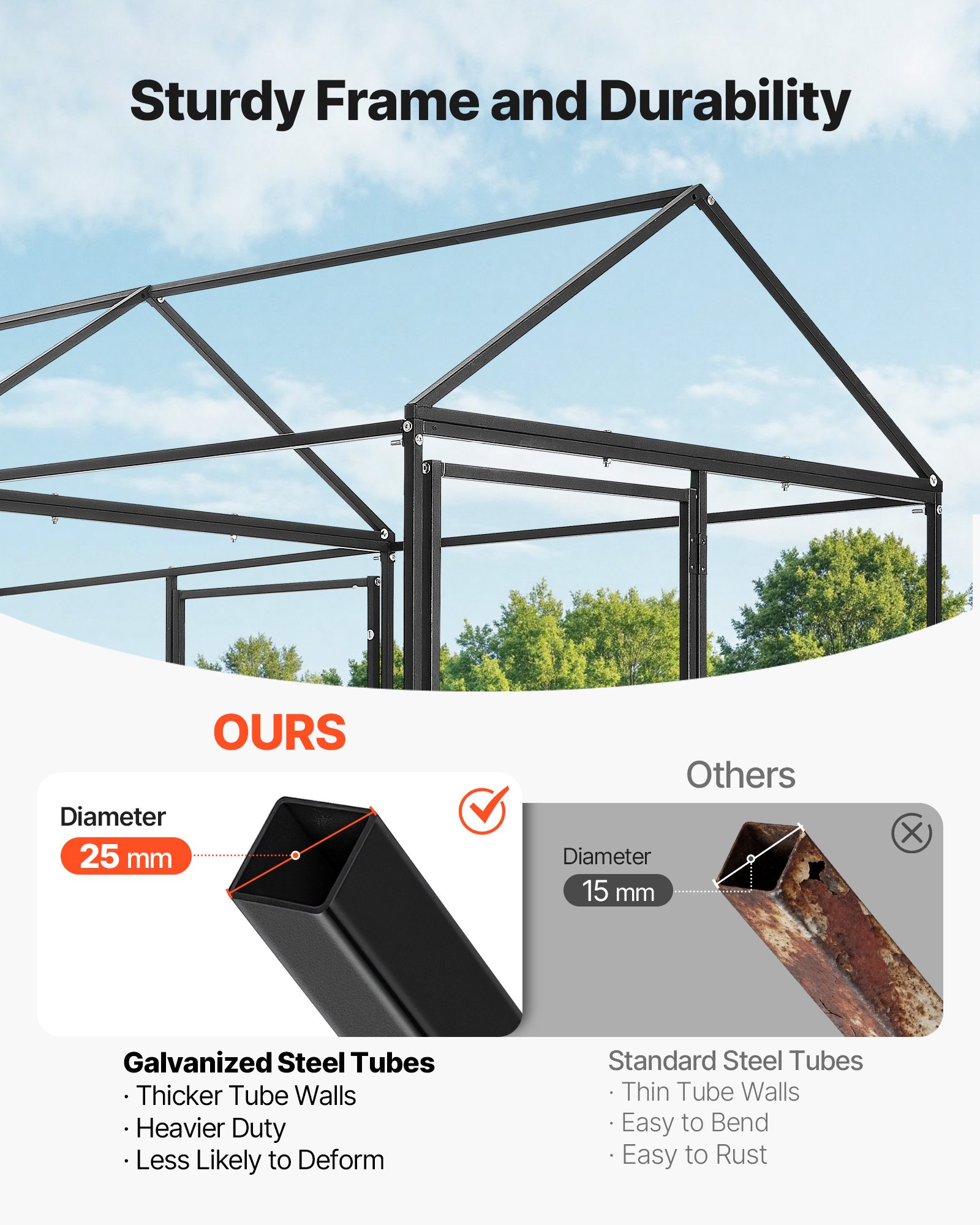 VEVOR Gallinero para Exterior, 1,0 x 2,0 x 1,0 m, Corral para Gallinas con Techo a Dos Aguas, con Cubierta Impermeable y 2 Puertas, Compatible con Ponedero de Madera, Gallinero Pequeño para 4-6 Pollos