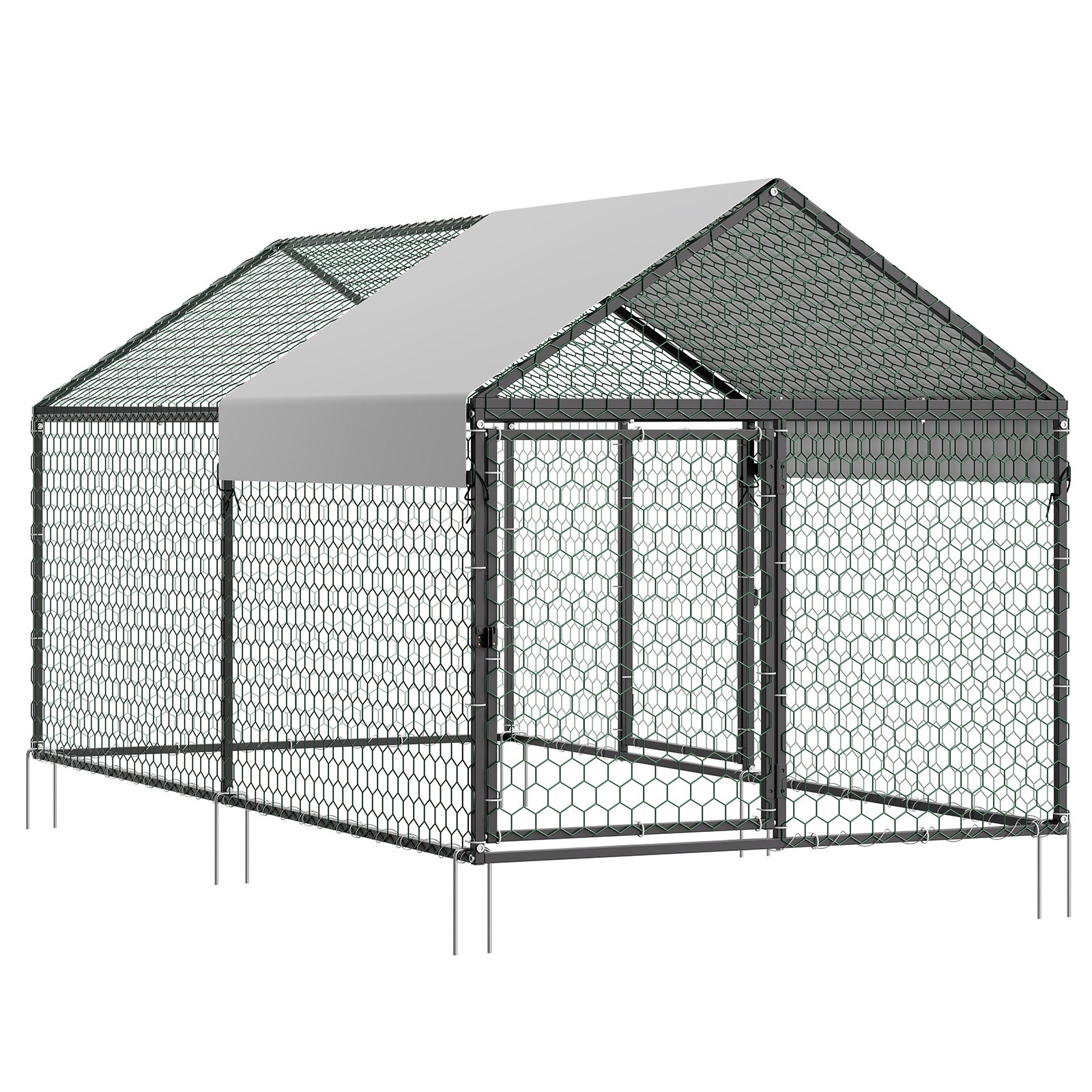 VEVOR Gallinero para Exterior, 1,0 x 2,0 x 1,0 m, Corral para Gallinas con Techo a Dos Aguas, con Cubierta Impermeable y 2 Puertas, Compatible con Ponedero de Madera, Gallinero Pequeño para 4-6 Pollos