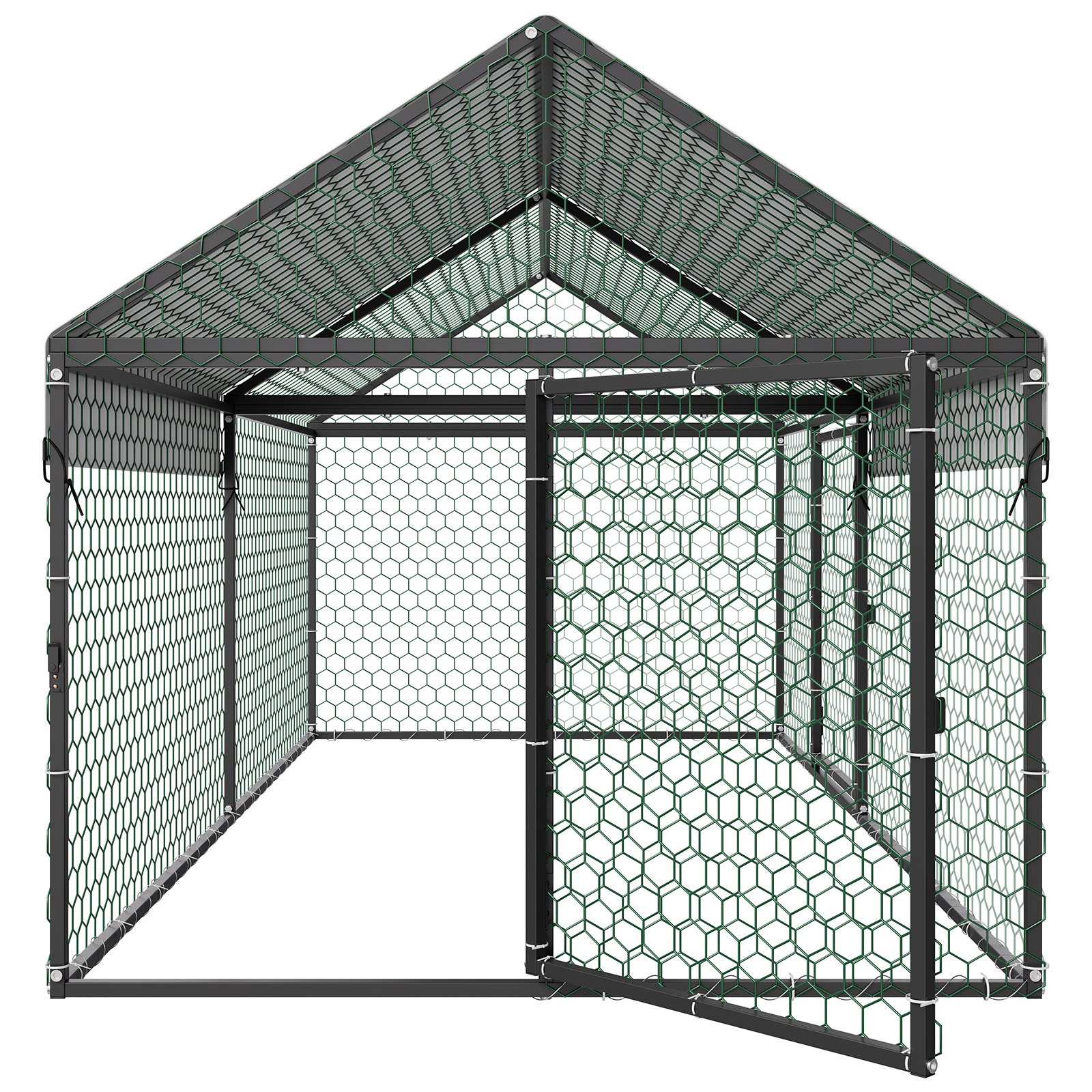 VEVOR Gallinero para Exterior, 1,0 x 2,0 x 1,0 m, Corral para Gallinas con Techo a Dos Aguas, con Cubierta Impermeable y 2 Puertas, Compatible con Ponedero de Madera, Gallinero Pequeño para 4-6 Pollos