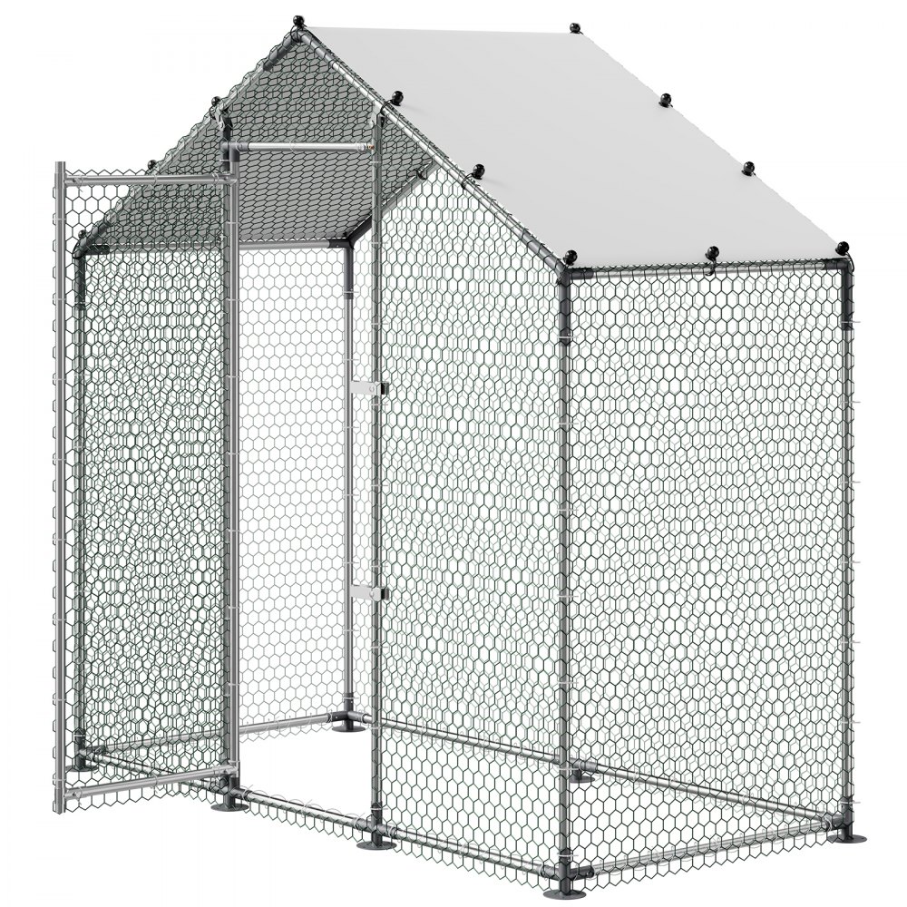 VEVOR Gallinero Metálico 2 x 1 x 2 m, Recinto Gallinero con Cubierta Impermeable y Estructura Resistente, Jaula para Aves de Corral con Techo a Dos Aguas, para Uso en Exteriores, Jardines, Granjas