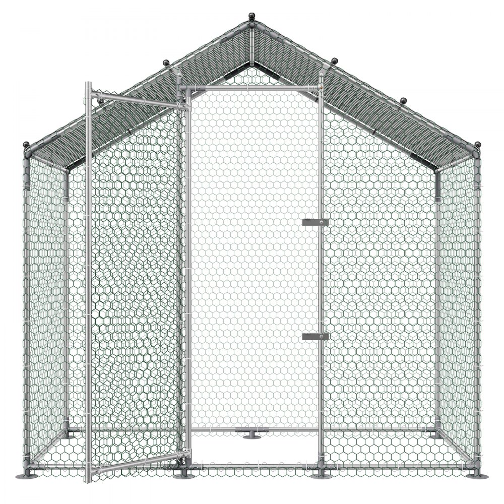 VEVOR Gallinero Metálico 2 x 1 x 2 m, Recinto Gallinero con Cubierta Impermeable y Estructura Resistente, Jaula para Aves de Corral con Techo a Dos Aguas, para Uso en Exteriores, Jardines, Granjas