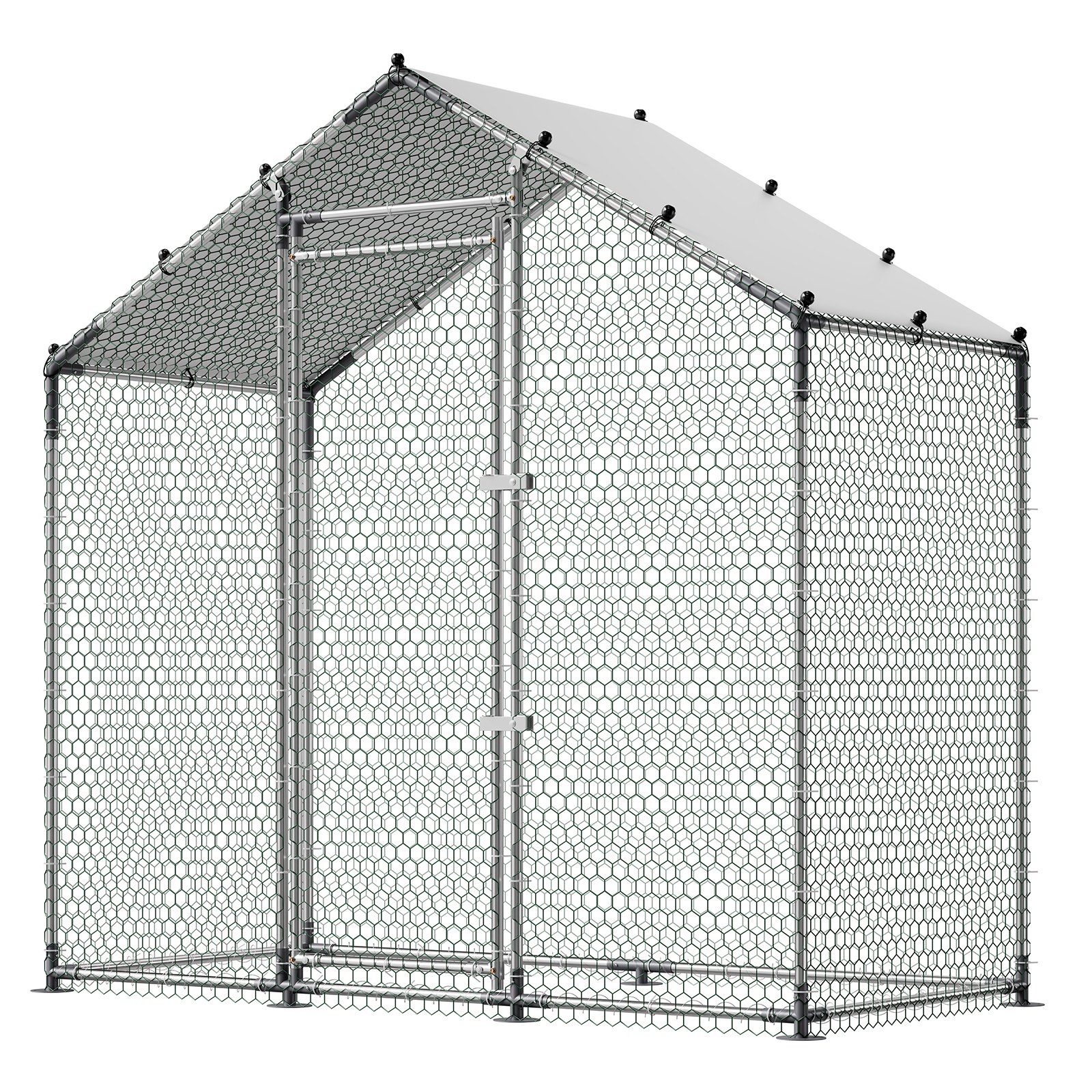 VEVOR Gallinero Metálico 2 x 1 x 2 m, Recinto Gallinero con Cubierta Impermeable y Estructura Resistente, Jaula para Aves de Corral con Techo a Dos Aguas, para Uso en Exteriores, Jardines, Granjas