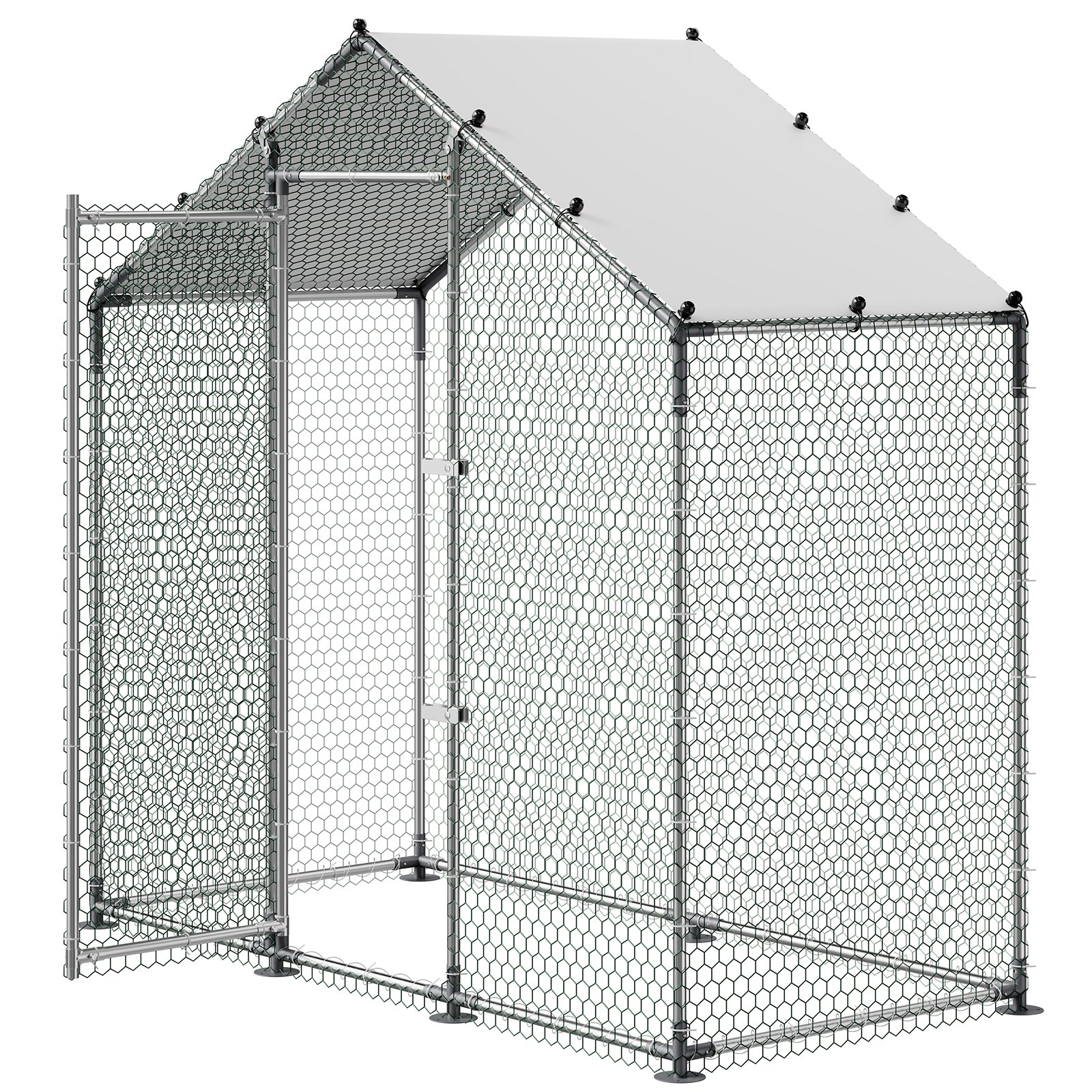 VEVOR Gallinero Metálico 2 x 1 x 2 m, Recinto Gallinero con Cubierta Impermeable y Estructura Resistente, Jaula para Aves de Corral con Techo a Dos Aguas, para Uso en Exteriores, Jardines, Granjas