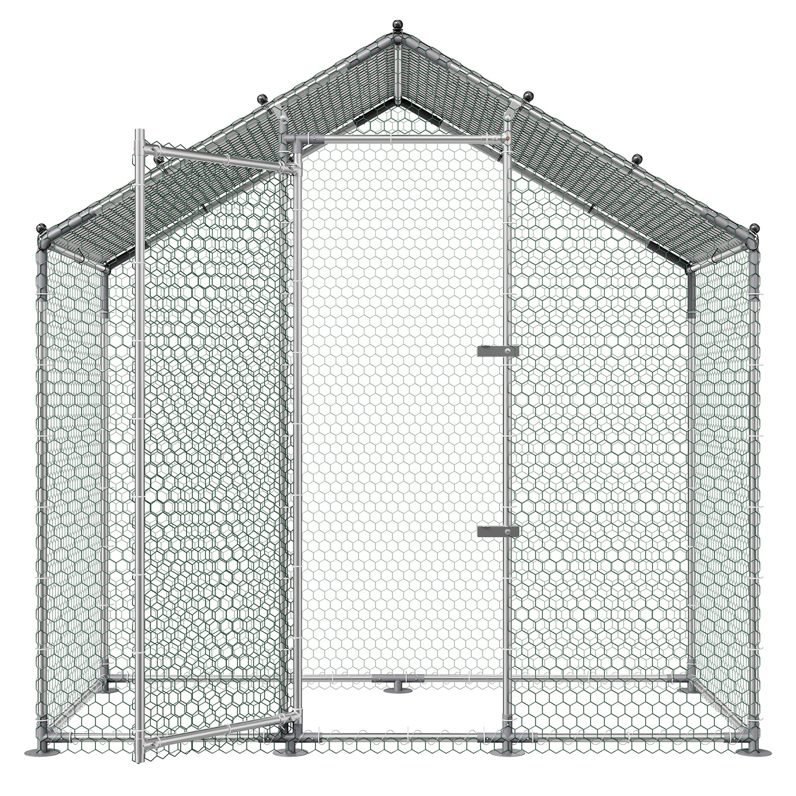 VEVOR Gallinero Metálico 2 x 1 x 2 m, Recinto Gallinero con Cubierta Impermeable y Estructura Resistente, Jaula para Aves de Corral con Techo a Dos Aguas, para Uso en Exteriores, Jardines, Granjas