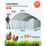 VEVOR Gallinero Metálico 2,7 x 7,6 x 2 m, Recinto Gallinero con Cubierta Impermeable y Estructura Resistente, Jaula para Aves de Corral con Techo Abovedado, para Uso en Exteriores, Jardines, Granjas