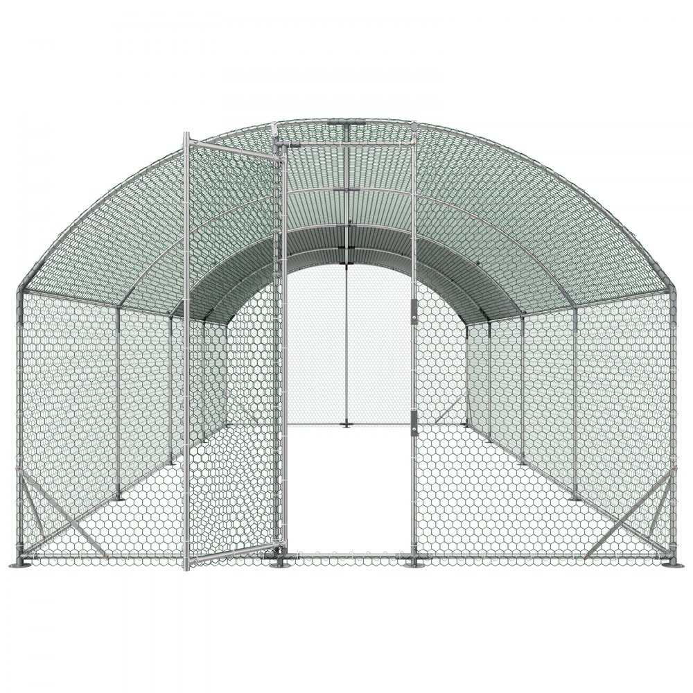 VEVOR Gallinero para Exterior 2,7 x 7,6 x 2 m, Corral para Gallinas con Techo Semicircular, Cubierta Impermeable, Marco de Acero Galvanizado, Jaula de Malla para Pollos Conejos Patos Gansos en Granja