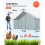 VEVOR Gallinero Metálico 3 x 1 x 2 m, Recinto Gallinero con Cubierta Impermeable y Estructura Resistente, Jaula para Aves de Corral con Techo a Dos Aguas, para Uso en Exteriores, Jardines, Granjas