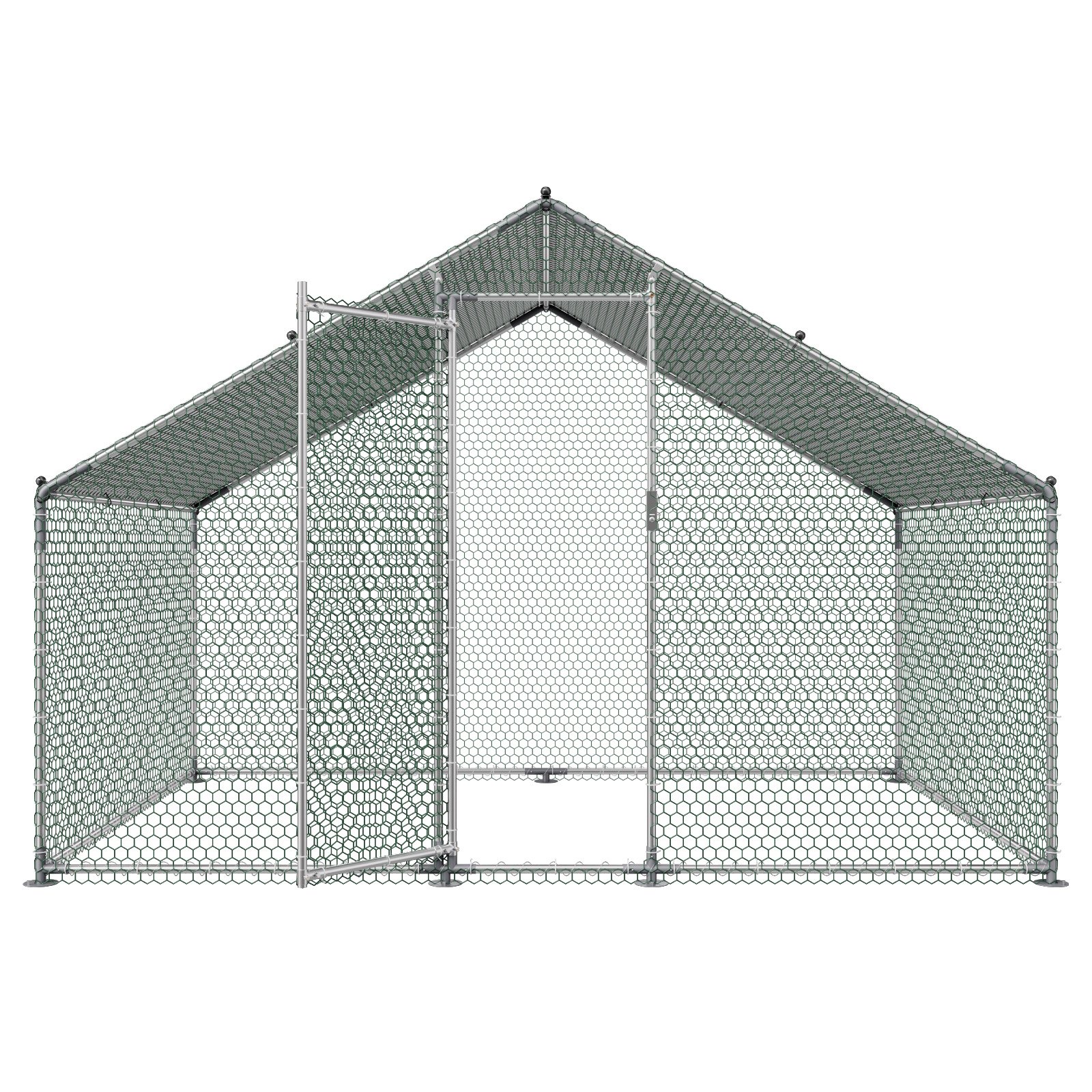 VEVOR Gallinero de Metal 3 x 2 x 2 m, Corral Grande para Gallinas con Cubierta, Cerramiento de Gallinero con Techo en Forma de Aguja con Cerradura de Seguridad para Patos, Conejos y Aves de Corral