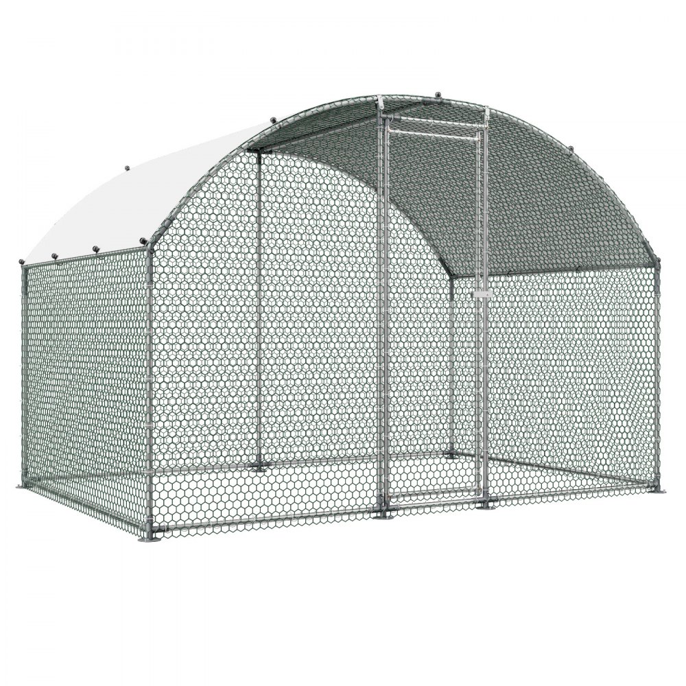 VEVOR Gallinero de Metal 3 x 2 x 2 m, Corral Grande para Gallinas con Cubierta, Cerramiento de Gallinero con Techo Abuhardillado y Cerradura de Seguridad para Patos, Conejos y Aves de Corral