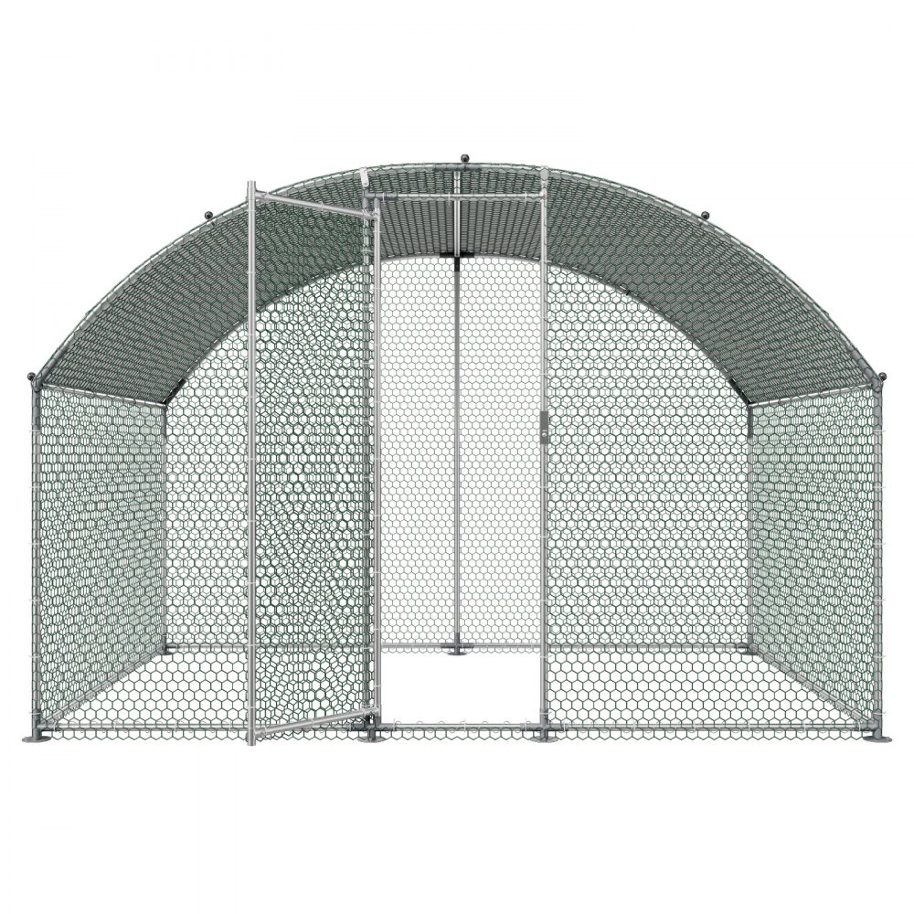 VEVOR Gallinero de Metal 3 x 2 x 2 m, Corral Grande para Gallinas con Cubierta, Cerramiento de Gallinero con Techo Abuhardillado y Cerradura de Seguridad para Patos, Conejos y Aves de Corral