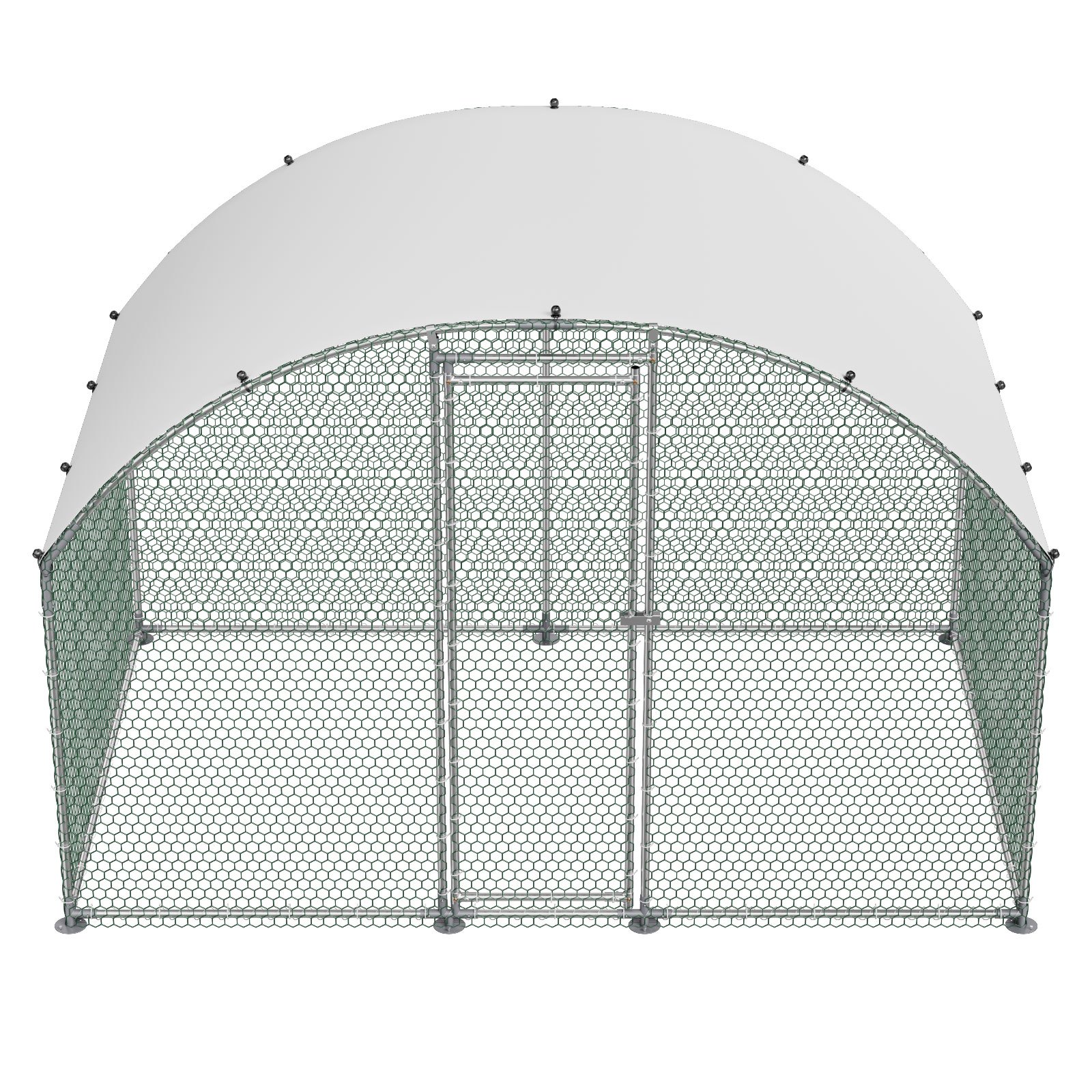 VEVOR Gallinero de Metal 3 x 2 x 2 m, Corral Grande para Gallinas con Cubierta, Cerramiento de Gallinero con Techo Abuhardillado y Cerradura de Seguridad para Patos, Conejos y Aves de Corral