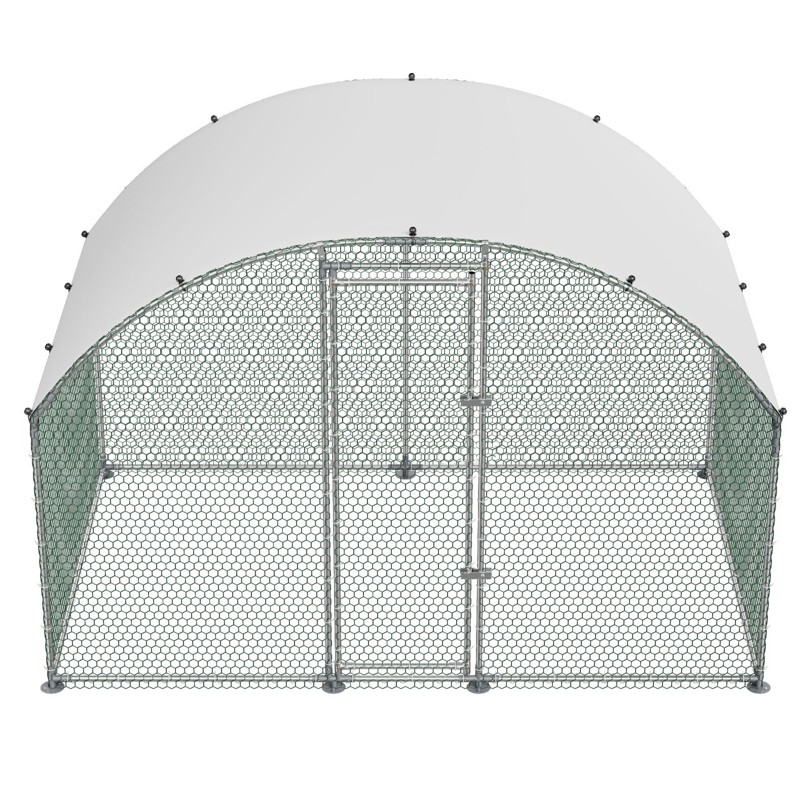 VEVOR Gallinero para Exterior Grande de 3 x 2 x 2 m Caseta para Gallinas, con Techo Semicircular, Cubierta Impermeable, Acero Galvanizado, Corral para Pollos Patos Ganso Compatible con Campo Granja