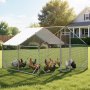 VEVOR Large Metal Chicken Coop, 3 x 3 x 2 m, Walk-in Chicken Run House with Waterproof Cover and Sturdy Frame, Spire Roof Poultry Cage Duck Pen for Rabbit Hen Goose Duck Outdoor Backyard Farm Use