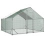 VEVOR Large Metal Chicken Coop, 3 x 3 x 2 m, Walk-in Chicken Run House with Waterproof Cover and Sturdy Frame, Spire Roof Poultry Cage Duck Pen for Rabbit Hen Goose Duck Outdoor Backyard Farm Use