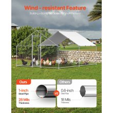VEVOR Gallinero de Metal 3 x 4 x 2 m, Corral Grande para Gallinas con Cubierta, Cerramiento de Gallinero con Techo en Forma de Aguja con Cerradura de Seguridad para Patos, Conejos y Aves de Corral