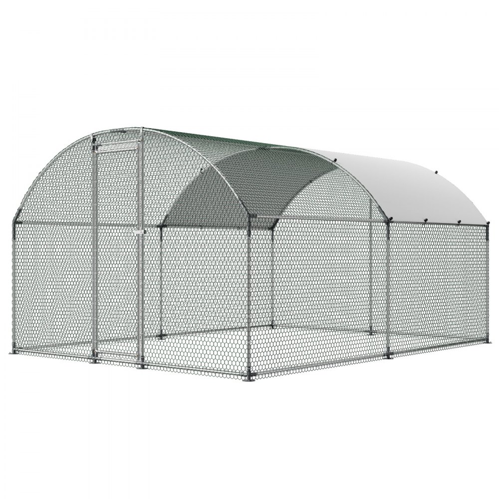 VEVOR Gallinero de Metal 3 x 4 x 2 m, Corral Grande para Gallinas con Cubierta, Cerramiento de Gallinero con Techo abuhardillado y Cerradura de Seguridad para Patos, Conejos y Aves de Corral