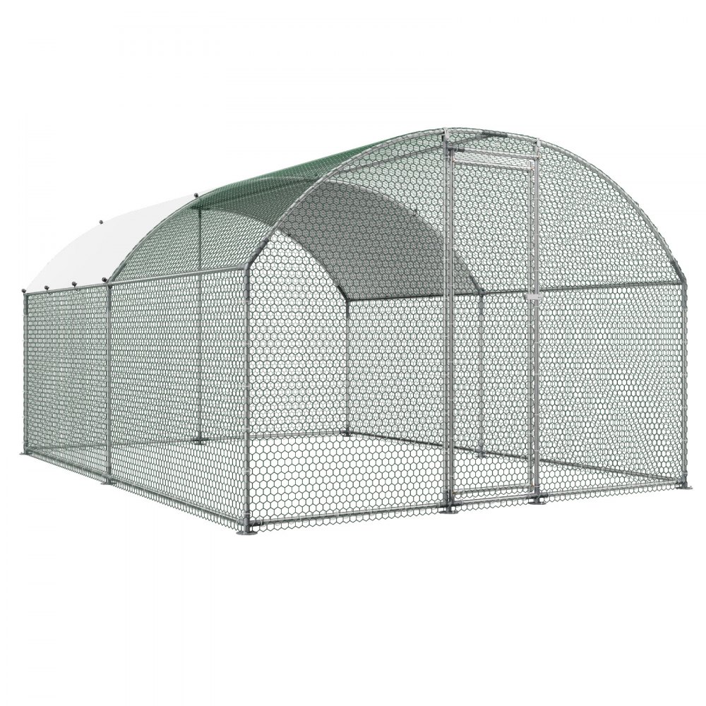 VEVOR Gallinero de Metal 3 x 4 x 2 m, Corral Grande para Gallinas con Cubierta, Cerramiento de Gallinero con Techo abuhardillado y Cerradura de Seguridad para Patos, Conejos y Aves de Corral