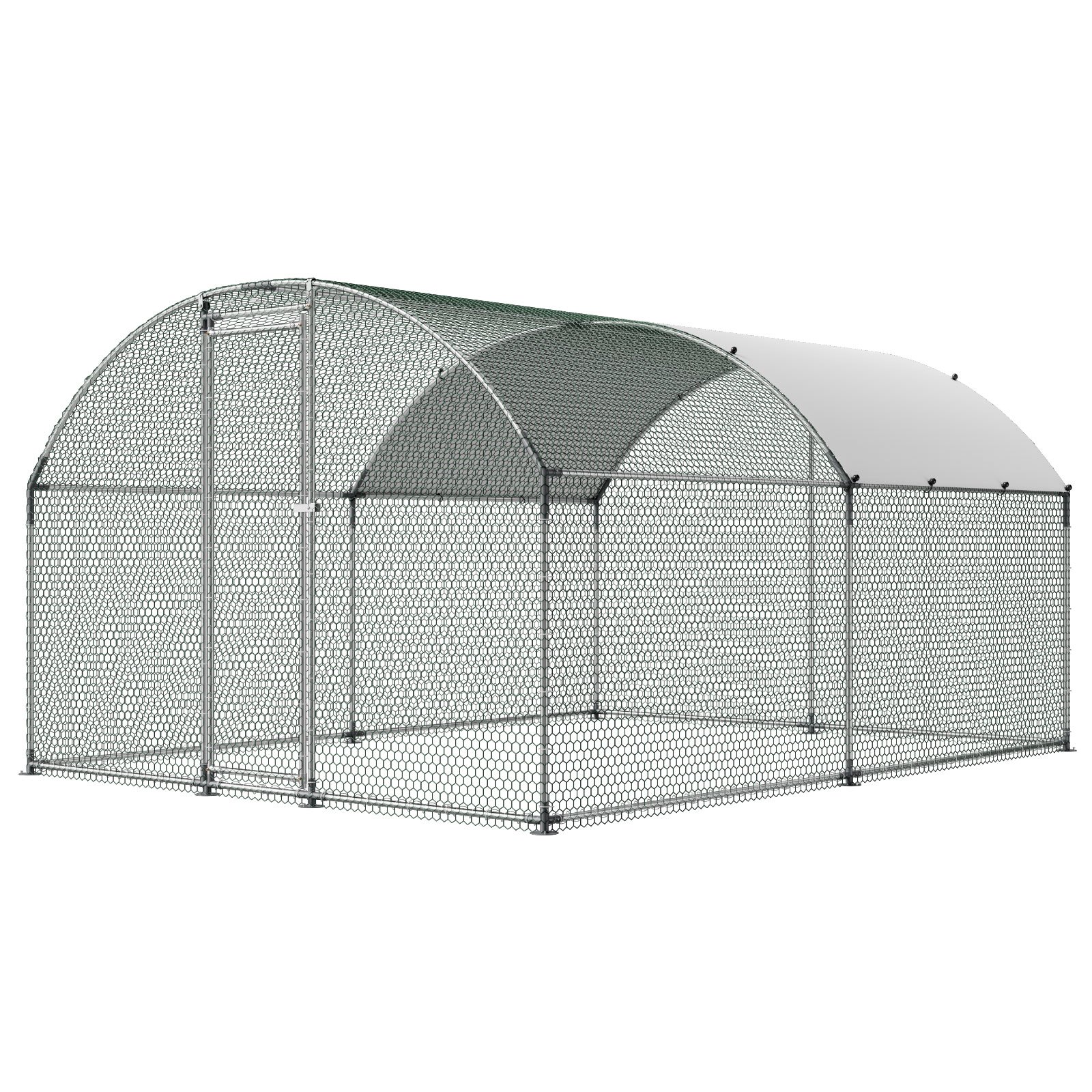 VEVOR Gallinero de Metal 3 x 4 x 2 m, Corral Grande para Gallinas con Cubierta, Cerramiento de Gallinero con Techo abuhardillado y Cerradura de Seguridad para Patos, Conejos y Aves de Corral