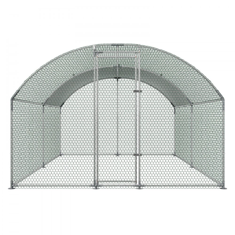 VEVOR Gallinero para Exterior Grande 3x3,97x2 m Jaula de Malla para Pollos, Techo Semicircular, Puerta con Pestillo, Cubierta Impermeable, Marco de Acero Galvanizado, Caseta Metal para Campo Granja