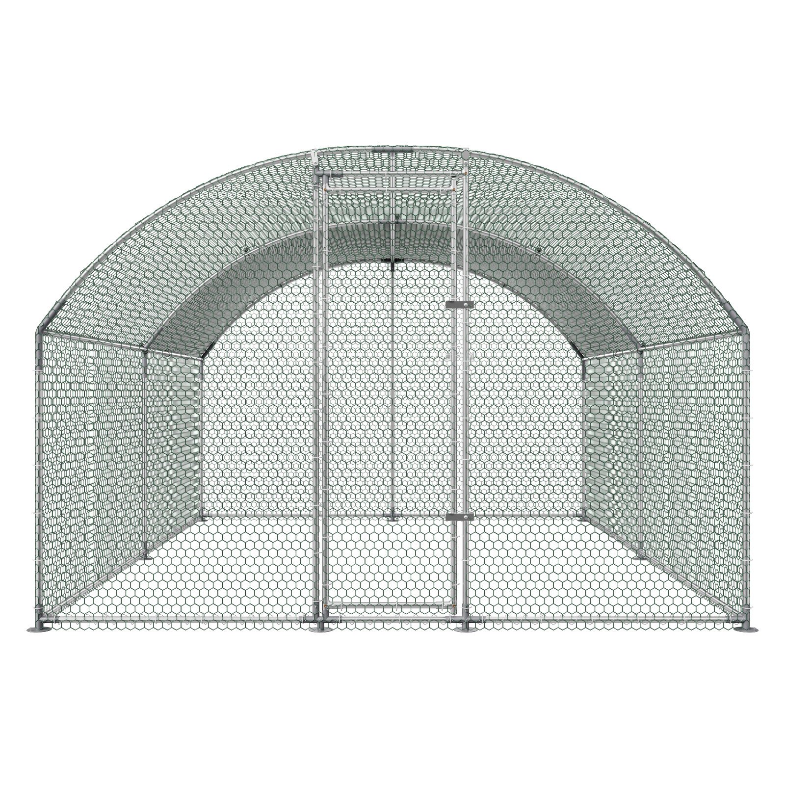 VEVOR Gallinero para Exterior Grande 3x3,97x2 m Jaula de Malla para Pollos, Techo Semicircular, Puerta con Pestillo, Cubierta Impermeable, Marco de Acero Galvanizado, Caseta Metal para Campo Granja