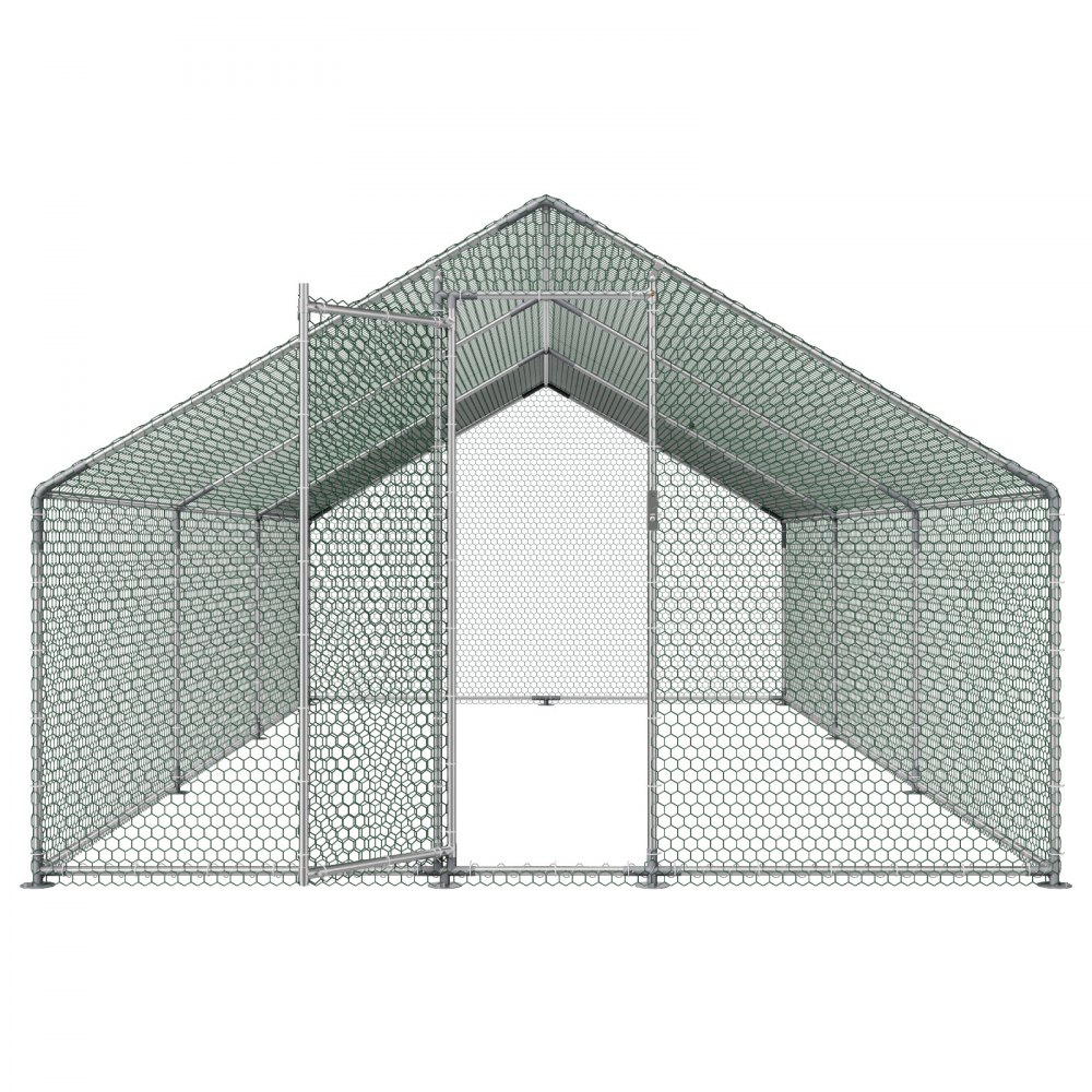 VEVOR Gallinero de Metal 3 x 6 x 2 m, Corral Grande para Gallinas con Cubierta, Cerramiento de Gallinero con Techo en Forma de Aguja con Cerradura de Seguridad para Patos, Conejos y Aves de Corral