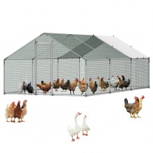 VEVOR Gallinero de Metal 3 x 6 x 2 m, Corral Grande para Gallinas con Cubierta, Cerramiento de Gallinero con Techo en Forma de Aguja con Cerradura de Seguridad para Patos, Conejos y Aves de Corral