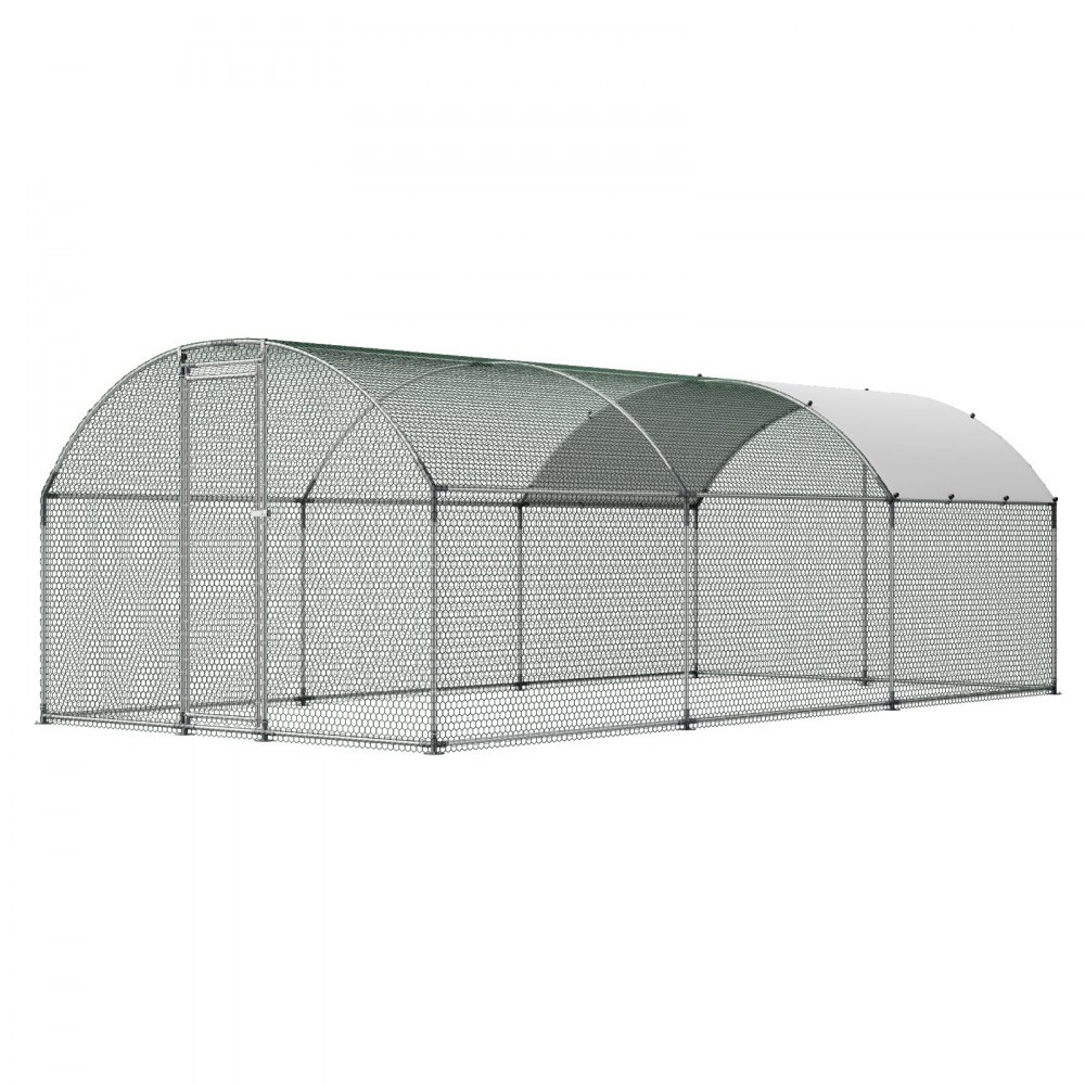 VEVOR Gallinero de Metal 3 x 6 x 2 m, Corral Grande para Gallinas con Cubierta, Cerramiento de Gallinero con Techo abuhardillado y Cerradura de Seguridad para Patos, Conejos y Aves de Corral