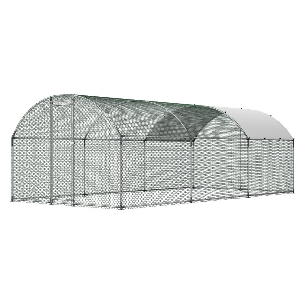 VEVOR Gallinero para Exterior Grande de 3 x 6 x 2 m, Caseta para Gallinas con Techo Semicircular, Cubierta Impermeable, Acero Galvanizado, Corral para Pollos Patos Ganso Compatible con Campo Granja