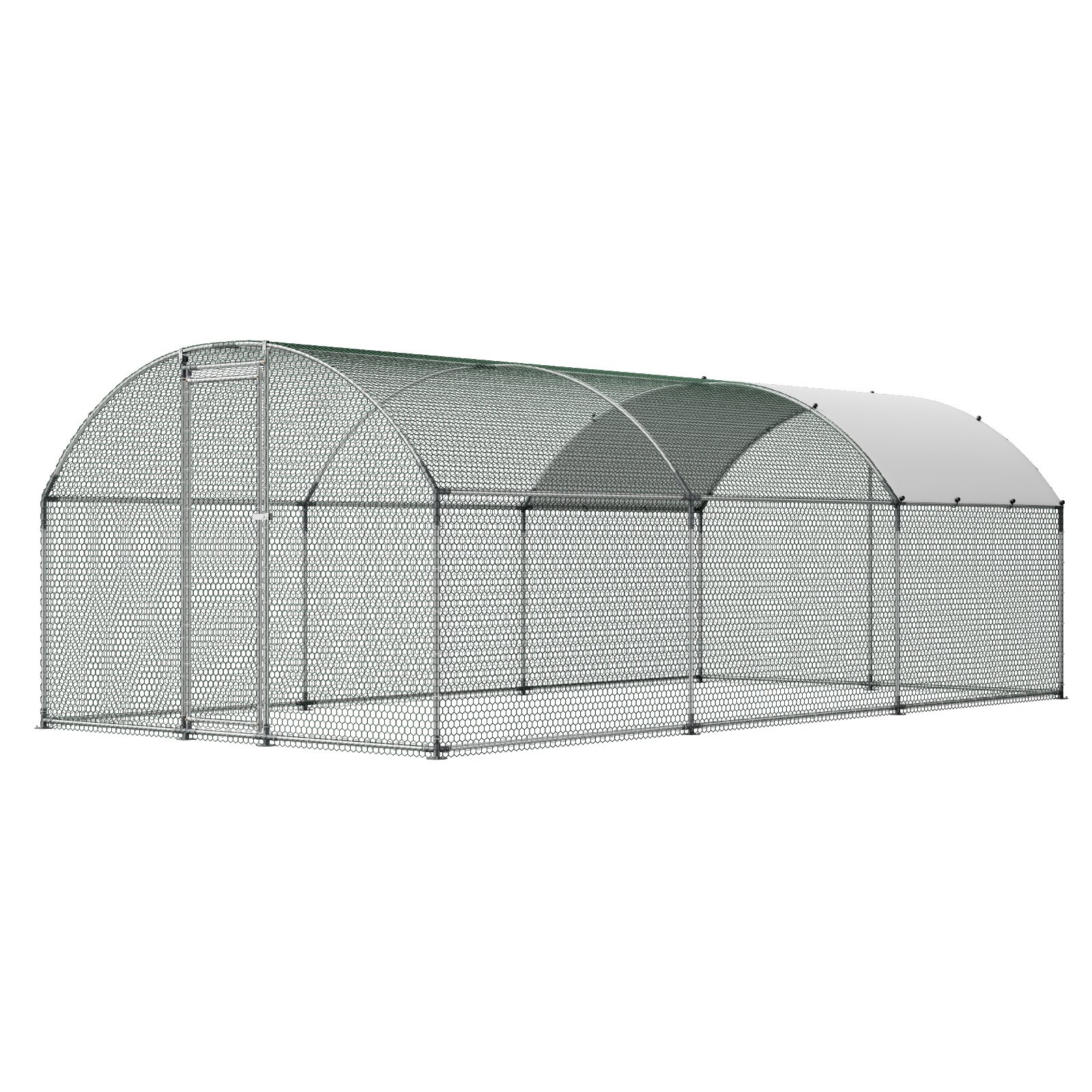 VEVOR Gallinero para Exterior Grande de 3 x 6 x 2 m, Caseta para Gallinas con Techo Semicircular, Cubierta Impermeable, Acero Galvanizado, Corral para Pollos Patos Ganso Compatible con Campo Granja