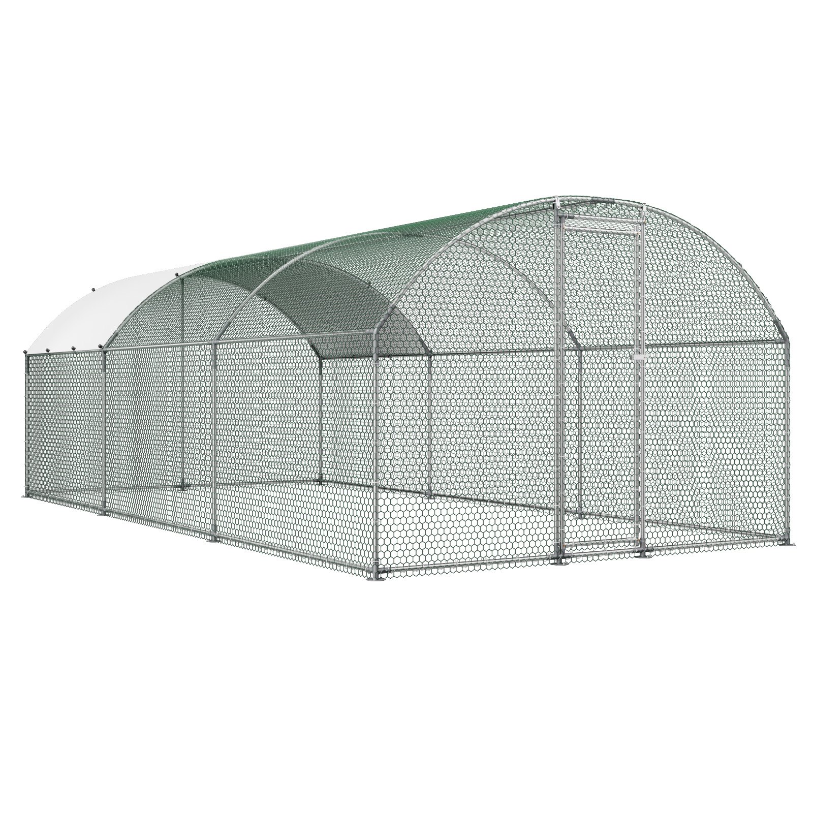 VEVOR Gallinero para Exterior Grande de 3 x 6 x 2 m, Caseta para Gallinas con Techo Semicircular, Cubierta Impermeable, Acero Galvanizado, Corral para Pollos Patos Ganso Compatible con Campo Granja