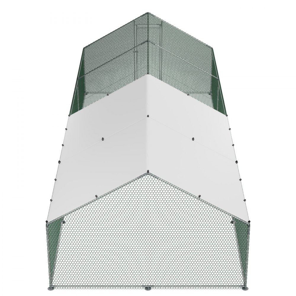 VEVOR Gallinero para Exterior Grande de 3 x 8 x 2 m, Caseta para Gallinas con Cubierta Impermeable Cerrojo de Pestillo y Techo a Dos Aguas, Tubos de Acero Galvanizado, Corral para Pollos Patos Ganso