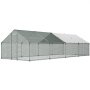 VEVOR Gallinero para Exterior Grande de 3 x 8 x 2 m, Caseta para Gallinas con Cubierta Impermeable Cerrojo de Pestillo y Techo a Dos Aguas, Tubos de Acero Galvanizado, Corral para Pollos Patos Ganso