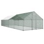 VEVOR Gallinero para Exterior Grande de 3 x 8 x 2 m, Caseta para Gallinas con Cubierta Impermeable Cerrojo de Pestillo y Techo a Dos Aguas, Tubos de Acero Galvanizado, Corral para Pollos Patos Ganso