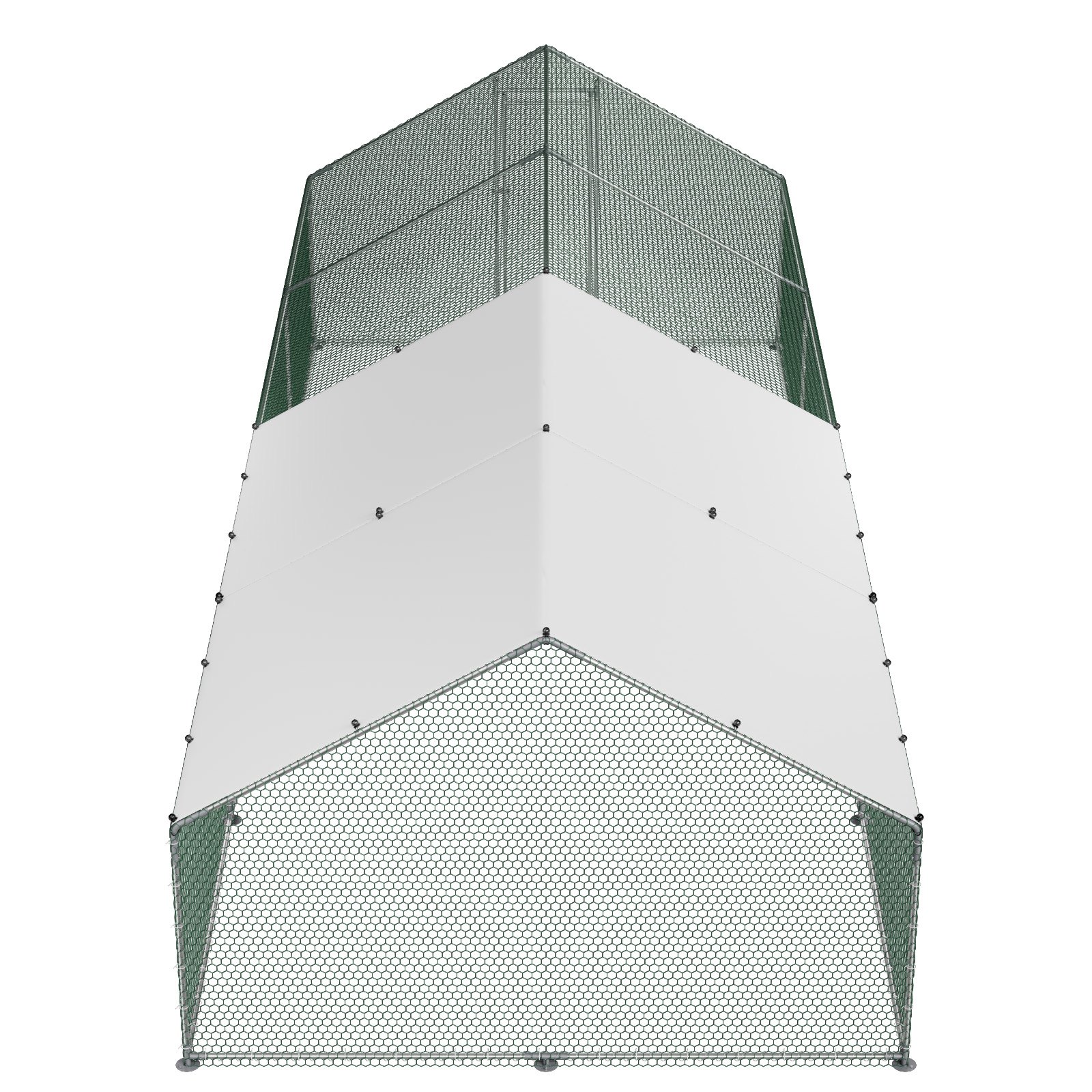 VEVOR Gallinero para Exterior Grande de 3 x 8 x 2 m, Caseta para Gallinas con Cubierta Impermeable Cerrojo de Pestillo y Techo a Dos Aguas, Tubos de Acero Galvanizado, Corral para Pollos Patos Ganso