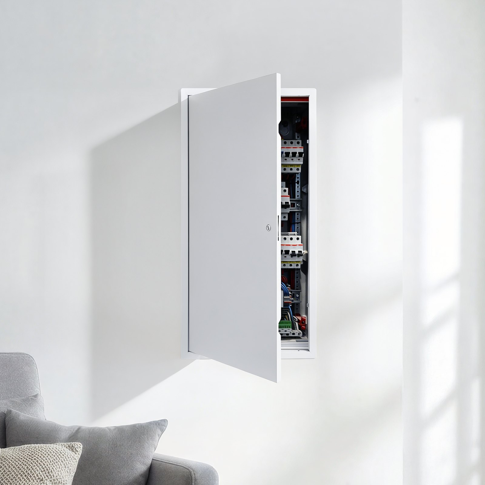 VEVOR Trampilla de Inspección para Paneles de Yeso, Puerta de Acceso de Acero Galvanizado 747x366 mm, con Pestillo de Destornillador, para Instalación de Fontanería y Electricidad en Techos, Blanco
