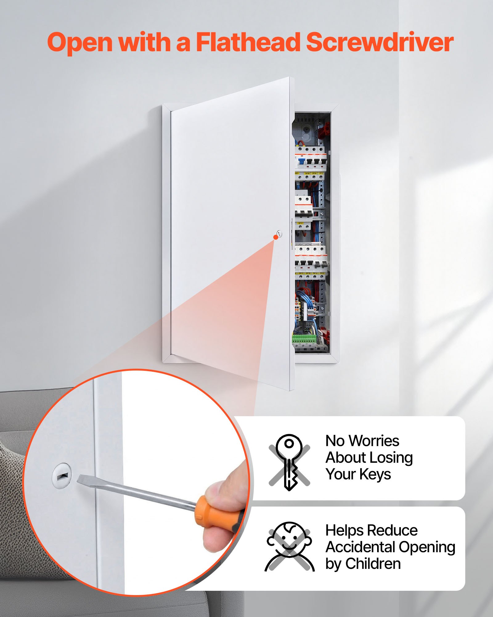 VEVOR Trampilla de Inspección para Paneles de Yeso, Puerta de Acceso de Acero Galvanizado 620x417 mm, con Pestillo de Destornillador, para Instalación de Fontanería y Electricidad en Techos, Blanco