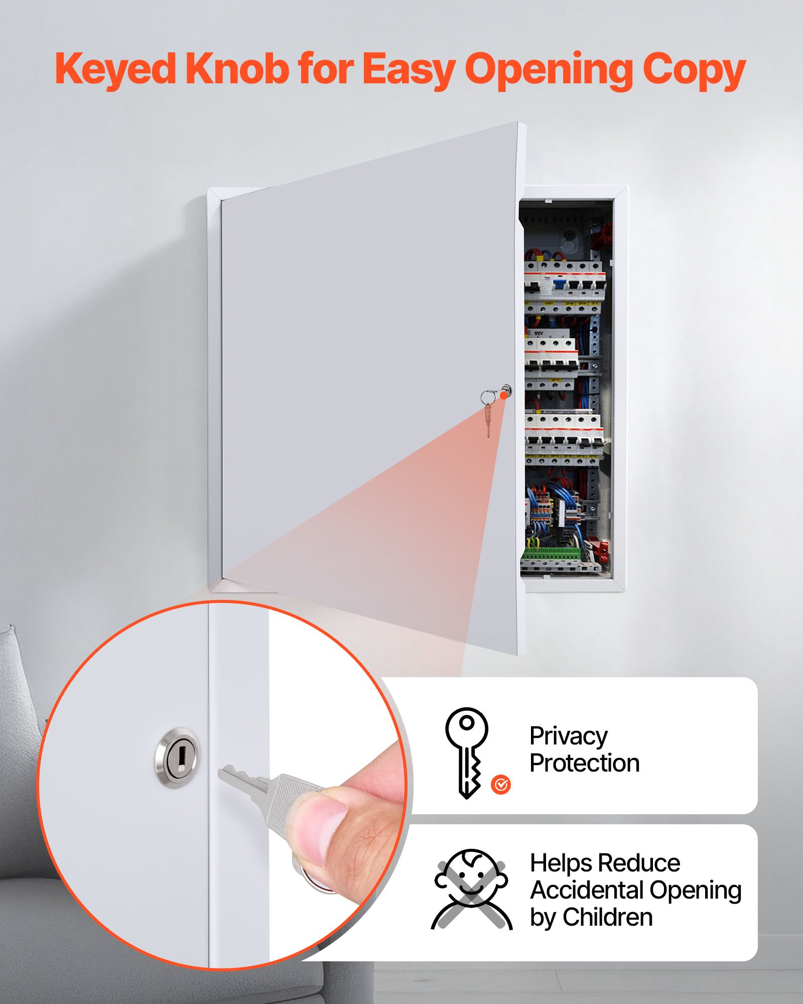 VEVOR Trampilla de Inspección 620 x 620 mm de Acero Galvanizado, Puerta de Acceso para Paneles de Yeso, con Llaves, para Instalación de Fontanería y Electricidad en Techos, Total de 640 x 640 mm