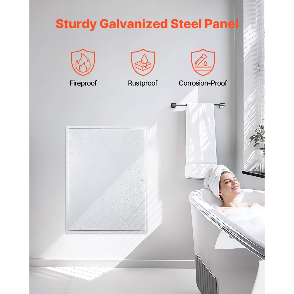 VEVOR Trampilla de Inspección 823x620 mm de Acero Galvanizado, Puerta de Acceso para Paneles de Yeso, con Pestillo de Destornillador, para Instalación de Fontanería y Electricidad en Techos, Blanco