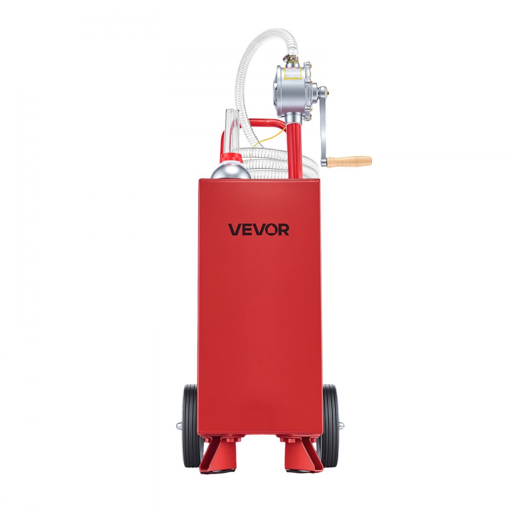 VEVOR Carro de Combustible de 56,8 L con Depósito de Diésel y Gasolina, Tanque de Combustible con 2 Ruedas, Bomba Manual de Trasvase Bidireccional, Acero al Carbono, para Granja, Garaje y Exterior