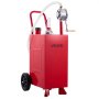 VEVOR Carro de Combustible de 56,8 L con Depósito de Diésel y Gasolina, Tanque de Combustible con 2 Ruedas, Bomba Manual de Trasvase Bidireccional, Acero al Carbono, para Granja, Garaje y Exterior