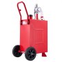 VEVOR Carro de Combustible de 56,8 L con Depósito de Diésel y Gasolina, Tanque de Combustible con 2 Ruedas, Bomba Manual de Trasvase Bidireccional, Acero al Carbono, para Granja, Garaje y Exterior