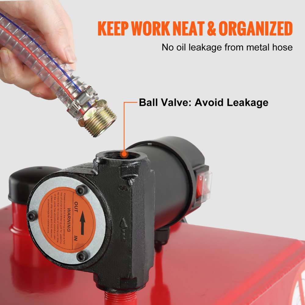 VEVOR Tanque de Combustible Portátil de 30 galones, 23,5 L/min, 180 W con Ruedas de Bomba Eléctrica, Transferencia de Combustible para Máquina de Aceite Lubricante Diésel, Barco, Motocicleta