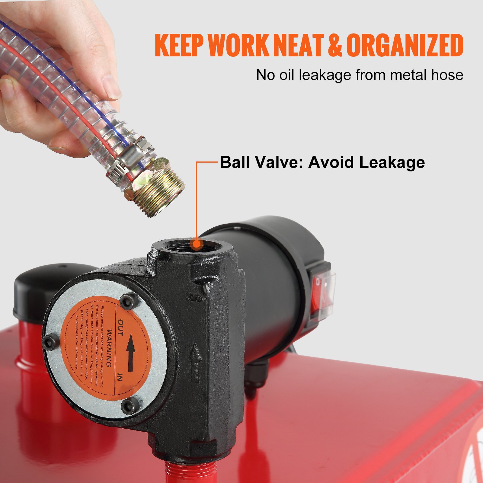 VEVOR Tanque de Combustible Portátil de 30 galones, 23,5 L/min, 180 W con Ruedas de Bomba Eléctrica, Transferencia de Combustible para Máquina de Aceite Lubricante Diésel, Barco, Motocicleta