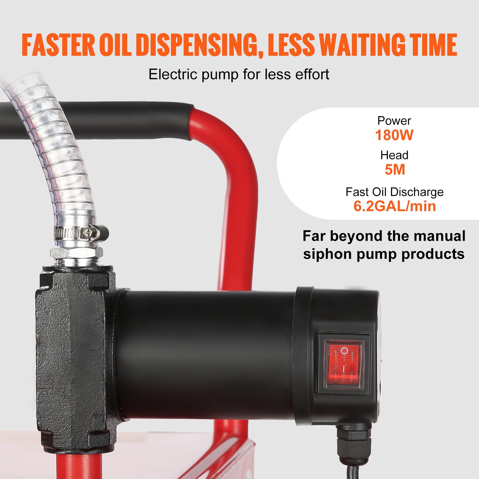 VEVOR Tanque de Combustible Portátil de 30 galones, 23,5 L/min, 180 W con Ruedas de Bomba Eléctrica, Transferencia de Combustible para Máquina de Aceite Lubricante Diésel, Barco, Motocicleta