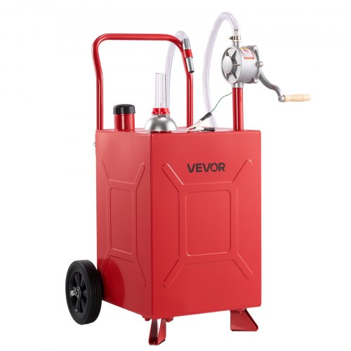 VEVOR Carro de Combustible de 75,7 L con Depósito de Diésel y Gasolina, Bomba Manual, Tanque de Combustible con 2 Ruedas, Acero al Carbono, para Cortacéspedes, Coches, Tractores, Garaje, Exterior