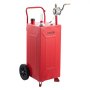 VEVOR 113.6L Fuel Gas Caddy, Carbon Steel, Portable Fuel Transfer Storage Tank with Manual Pump & 2 Rolling Wheels, Gasoline Diesel Can Container, for Cars, Lawn Mowers, ATVs, Boats, Motorcycles, Red