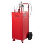 VEVOR 113.6L Fuel Gas Caddy, Carbon Steel, Portable Fuel Transfer Storage Tank with Manual Pump & 2 Rolling Wheels, Gasoline Diesel Can Container, for Cars, Lawn Mowers, ATVs, Boats, Motorcycles, Red